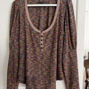 Anthropologie Multicolor Scoop Neck Long Sleeve Henley